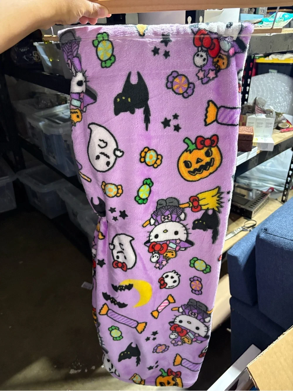 Hello Kitty Halloween Blanket Witchy Kitty Candy Plush Throw 50 x 70 NWT